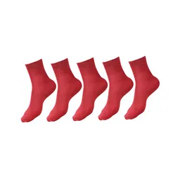 DOLLAR Pack Of 5 Solid School Socks - Maroon-picture-18