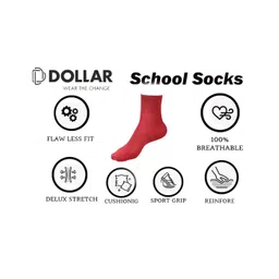 DOLLAR Pack Of 5 Solid School Socks - Maroon image 2