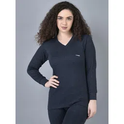 Dollar Women Navy Blue V-Neck Thermal RN Vest-picture-29