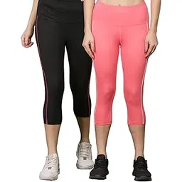 dollar Women's Pack of 2 Microfiber Anti Bacterial Elastane Stretch Sports Capri-picture-30