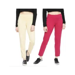 Dollar Missy Beige & Rani Pink Regular Fit Cigarette Trousers (Pack  of 2)-picture-28