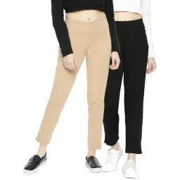 Dollar Missy Black & Tan Elasticated Trousers - Pack of 2-picture-28