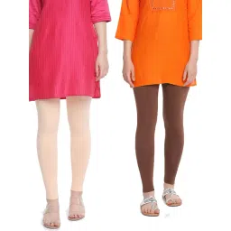 Dollar Missy Brown & Peach Cotton Leggings - Pack of 2-picture-38