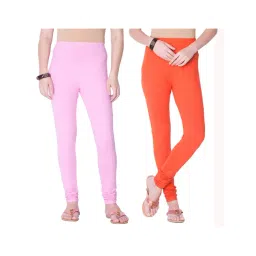 Dollar Missy Light Pink & Orange Cotton Leggings (Pack of 2)-picture-38