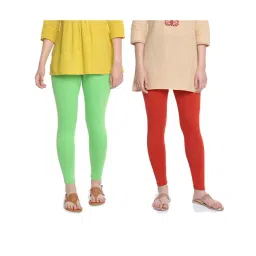 Dollar Missy Lime Green & Red Cotton Leggings (Pack of 2)-picture-47