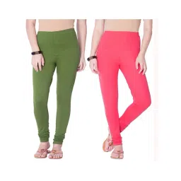 Dollar Missy Moss Green & Hot Pink Cotton Leggings (Pack of 2)-picture-23
