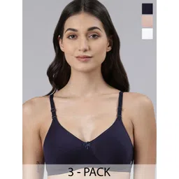 Dollar Missy Pack of 3 Women Cotton Wire-Free Soft Padded Bra DTS-2051-NV-SK-WH-PO3-picture-44