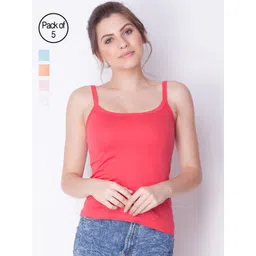Dollar Missy Pack of 5 Combed Cotton Camisole-picture-22