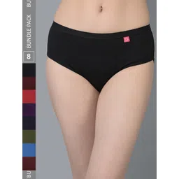 Dollar Missy Pack of 8 Women Combed Cotton Solid Outer Elasticated Hipster Panty-picture-36