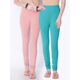 Dollar Missy Peach & Green Cotton Leggings - Pack of 2-picture-28