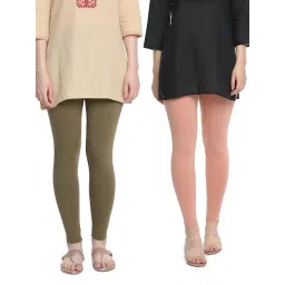 Dollar Missy Peach & Olive Cotton Leggings - Pack of 2-picture-29