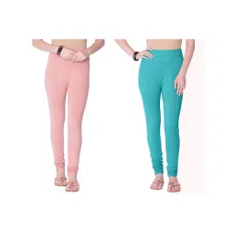 Dollar Missy Pink & Sea Green Cotton Leggings (Pack of 2)-picture-29