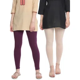 Dollar Missy Purple & Beige Cotton Leggings - Pack of 2-picture-41