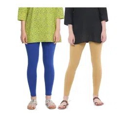 Dollar Missy Royal Blue & Beige Cotton Leggings (Pack of 2)-picture-45