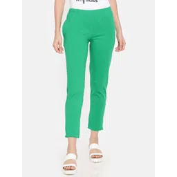 Dollar Missy Women Green Solid Classic Straight Fit Cigarette Trousers-picture-12