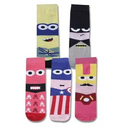 Dollar Socks Kids Pack Of 5 Assorted Patterned Cotton Calf Length Socks-picture-14