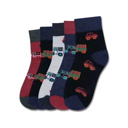 Dollar Socks Kids Pack Of 5 Patterned Assorted Pure Cotton Calf-Length Socks-picture-30