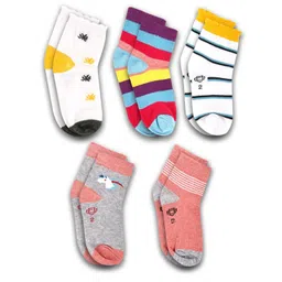 Dollar Socks Kids Pack Of 5 Patterned Cotton Ankle Length Socks-picture-33