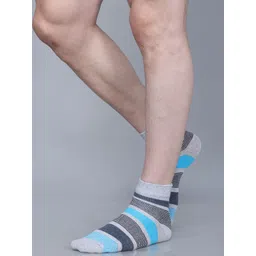 Dollar Socks Men Pack Of 3 Striped Cotton Ankle-Length Socks image 2