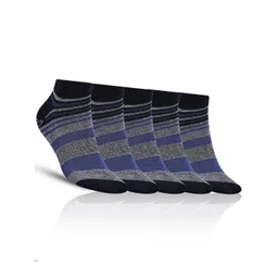 Dollar Socks Men Pack Of 5 Assorted Striped Cotton Ankle-Length Socks-picture-33