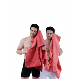 Dollar Socks Pink 2 Pieces Cotton 600 GSM Bath Towels-picture-40