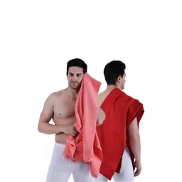 Dollar Socks Pink & Red 2 Pieces Cotton 600 GSM Bath Towel-picture-41