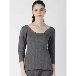 Dollar Ultra Women Grey Striped Thermal Top-picture-40
