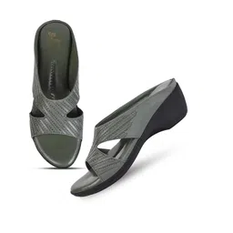 Dollphin Green Leather Peep Toes Wedges-picture-40