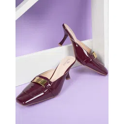 Dollphin Women Maroon Open Back Kitten Pumps Heels-picture-17