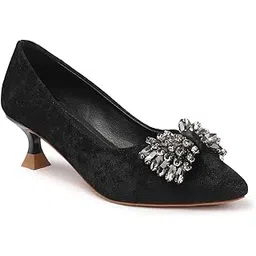 dollphin Women Pointed Toe Kitten Heel Pump Slip On Ballerinas Exclusive Tie DFA-115-picture-16