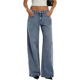 Women Cotton Blend Mid Rise Straight Fit Jeans | Stretch Denim Distressed Ripped Trousers | Faded Look-image-8