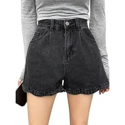 Women’s Everyday Wear Denim Shorts | Rolled Hem Denim Jeans with Pockets-image-17