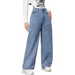 Women's Mid Rise Straight Leg Ripped Jeans | Stretch Cotton Blend Distressed Denim Pants | Faded Wash (DT_WJN17_24_A)-image-1