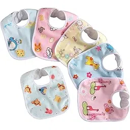 DOMENICO Baby Soft Feeding Bibs/Apron Cute Multi Print|with Tich Button| Waterproof Newborn Baby Bib Set-image-21