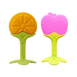 Domenico Baby Silicone Teether Orange & Apple- Multicolor-image-2