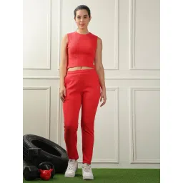 Domin8 Brick Red Cotton Slim Fit Crop Top-picture-32