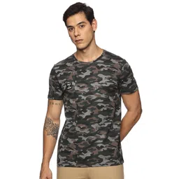 DOMIN8 Camouflage Self Design Short Sleeves Raw Edge Cotton T-shirt-picture-18