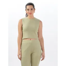 Domin8 Light Green Cotton Slim Fit Crop Top-picture-28