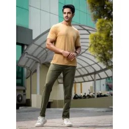 DOMIN8 Mustard Yellow Regular Fit T-Shirt-image-0