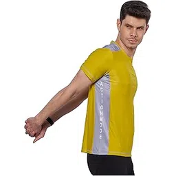 DOMIN8 Tshirt for Men | Basic Cut Out Shoulder T-Shirt for Boys | Tshirt for Men | Gym & Training Fit | Yellow-picture-51