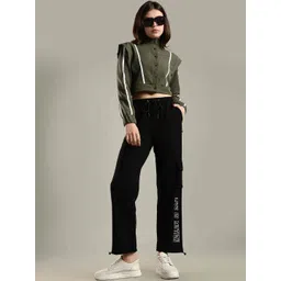 DOMIN8 Women Crop Jacket with Snap Button Closure & Elastic Drawstring Waist-picture-32