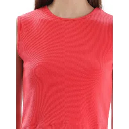 DOMIN8 Women Solid Round Neck Cotton Top image 3
