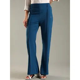 DOMIN8 Women Solid Slim-Fit Mid-Rise Flared Trousers-picture-15