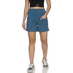 domin8 Women's Solid Training Shorts with Elasticated Drawstring Waist & Zipper Pockets | Relaxed Fit Regular Shorts for Women | Sports Gym Workout Running Shorts for Women-picture-24