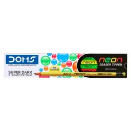 Doms Neon R/T New HB/2 Point Graphite Round Black Pencil 10 Pcs with Free Sharpener, 7940 (Pack of 10 Box)-picture-31