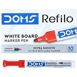 Doms Refilo Non-Toxic Hi-Tech Refillable White Board Pen (Red x 10 Set)-picture-10