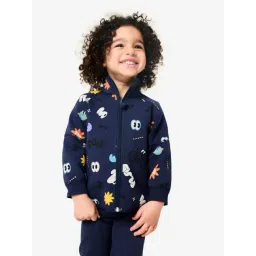DOMYOS By Decathlon Boys Navy Blue Cotton Printed Jacket-image-6