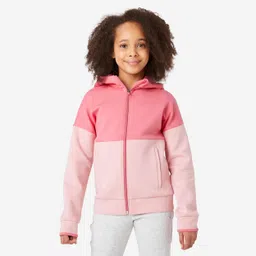 domyos Girls Breathable Zip-Up Cotton Hoodie 900 Pink-picture-28