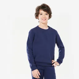 domyos Kids' Warm Crew Neck Brushed Unisex Jersey Sweatshirt - Navy-picture-22