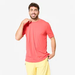 domyos Short-Sleeved Crew Neck Breathable Men's Gym Fitness T- Shirt 120- Pomelo Pink-picture-15